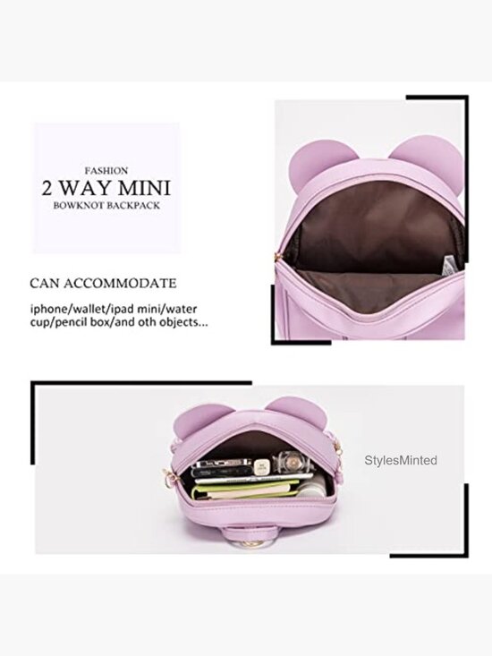 Mini Backpack Bowknot Polka Dot Cute Small Daypack Crossbody Purse main image 4